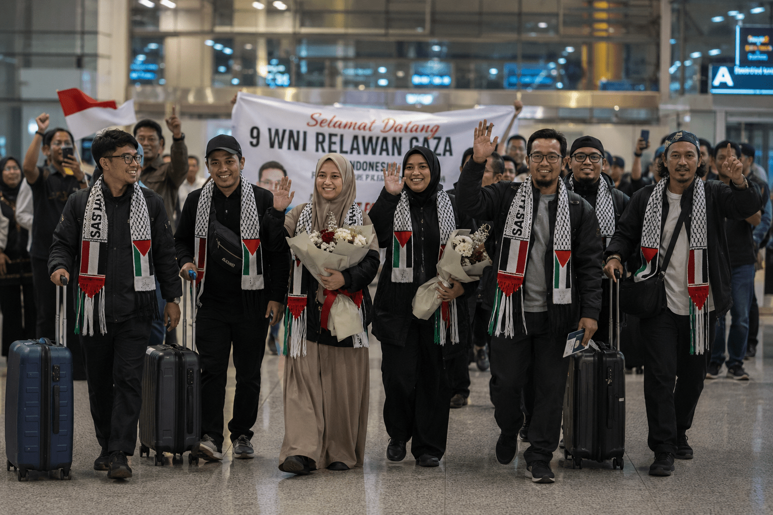 9 WNI Relawan Gaza Tiba di Indonesia Setelah Ditahan Israel