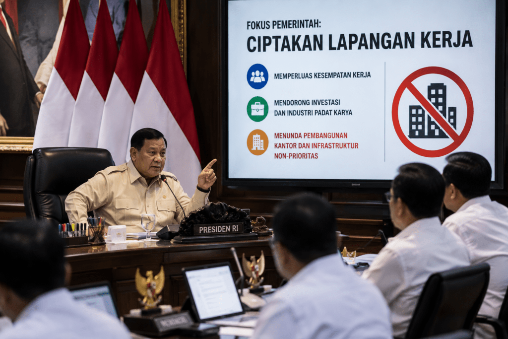 Prabowo Fokus Ciptakan Lapangan Kerja, Tunda Pembangunan Kantor