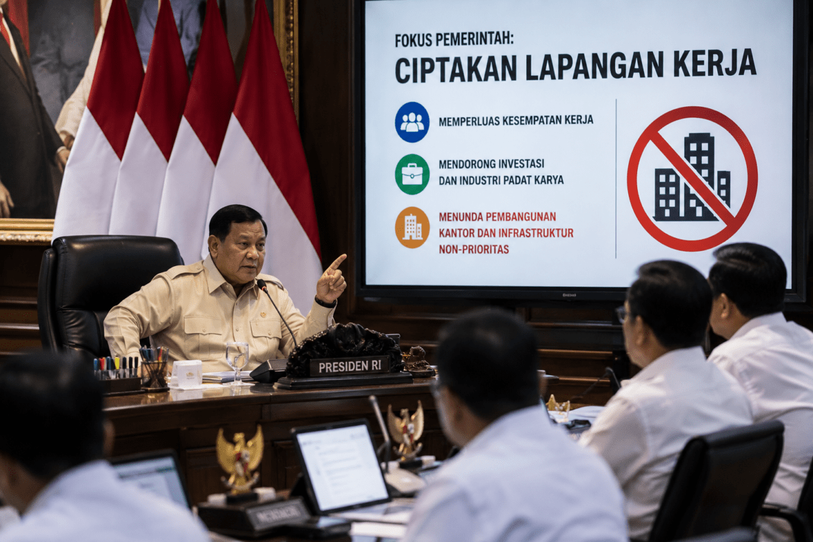 Prabowo Fokus Ciptakan Lapangan Kerja, Tunda Pembangunan Kantor