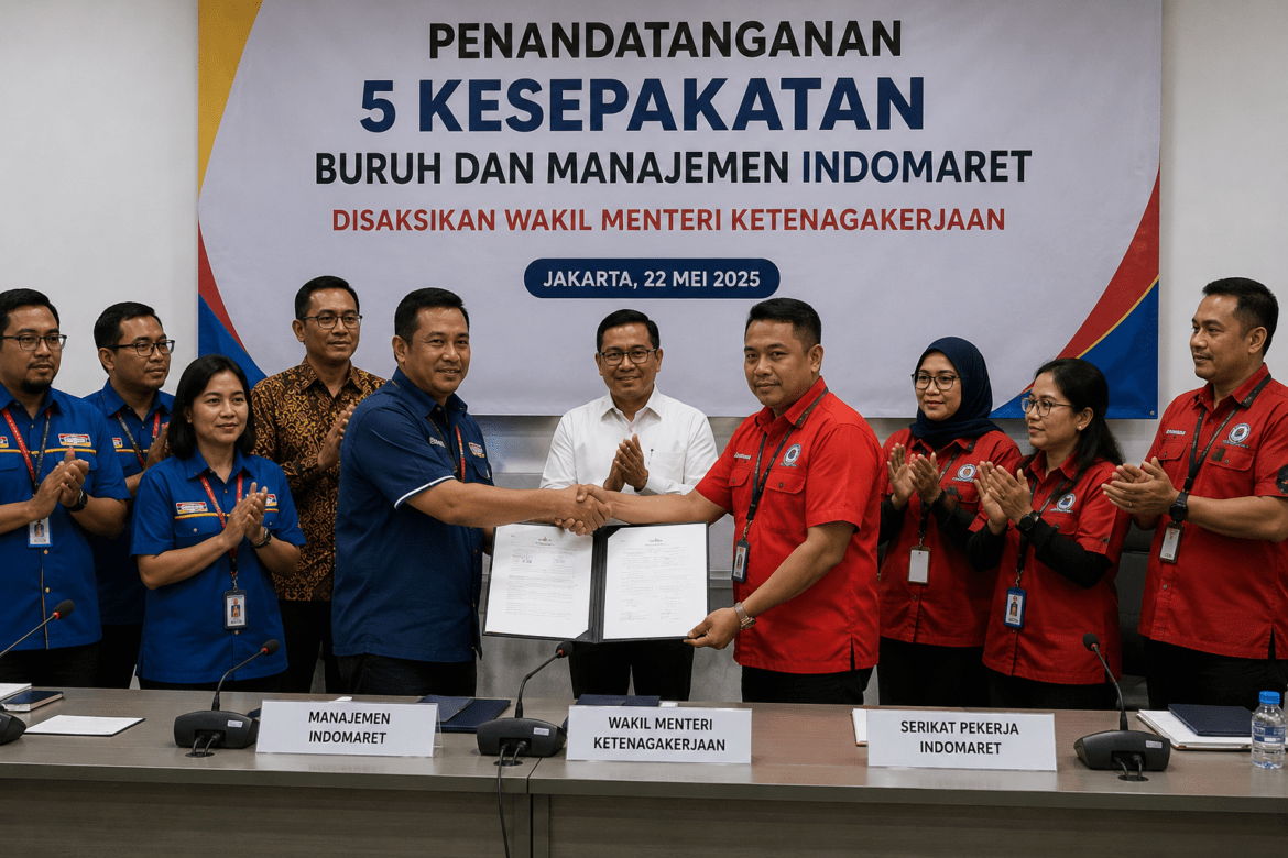 5 Kesepakatan Buruh dan Manajemen Indomaret Disaksikan Wamenaker