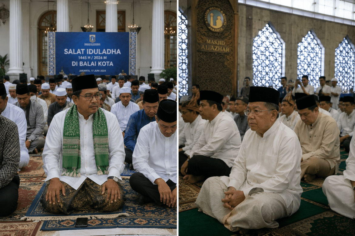 Rano Karno Salat Iduladha Bersama Warga di Balai Kota, JK Hadir di Masjid Al Azhar