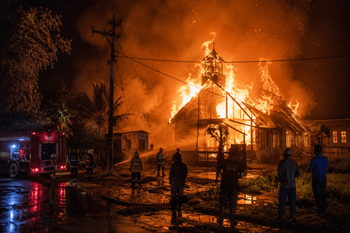 Kebakaran Hebat Hanguskan Gereja di Mimika, Bangunan Kayu Tak Terselamatkan