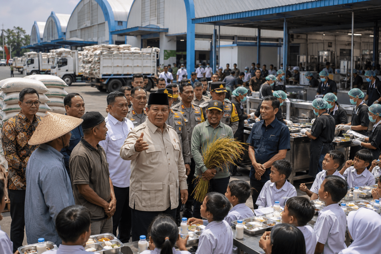 Prabowo Resmikan 10 Gudang Pangan dan 166 Dapur MBG Polri