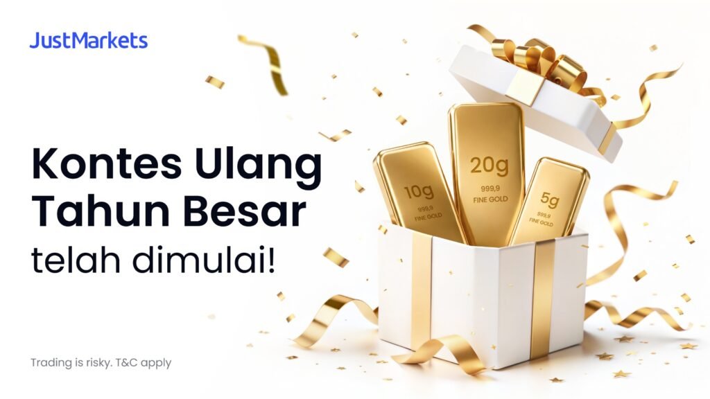 Kontes Anniversary Spesial JustMarkets Dimulai Hadiah $50K+ & Emas Batangan untuk Trader Terbaik
