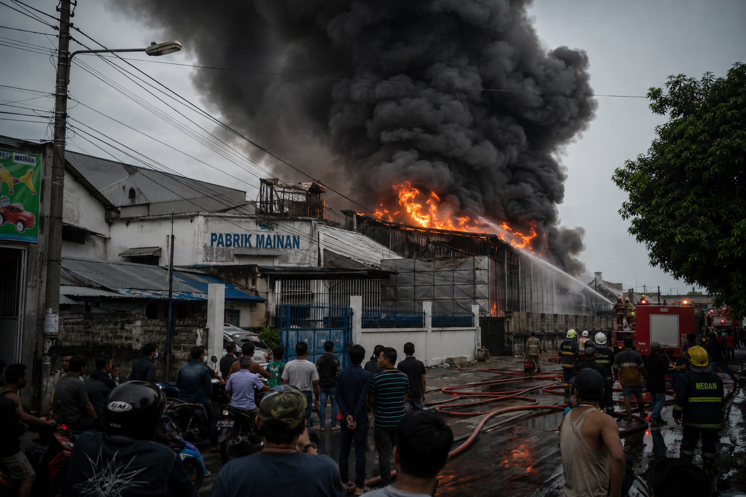 Pabrik Mainan di Medan Terbakar Hebat, Asap Pekat Membumbung dan Picu Kepanikan Warga