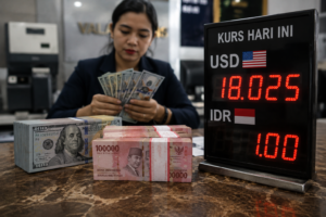Rupiah Kembali Tembus Rp18.000 per Dolar AS, Tekanan Global Bayangi Pasar Keuangan