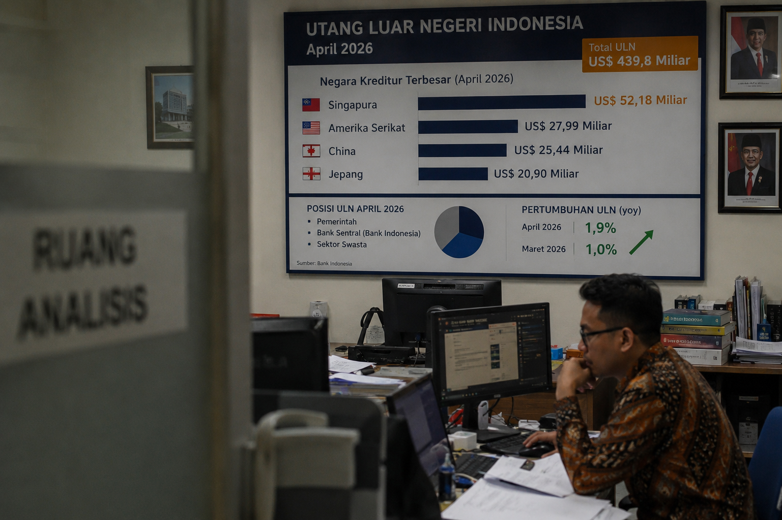 Utang Luar Negeri RI Tembus US$439,8 Miliar, Singapura Terbesar